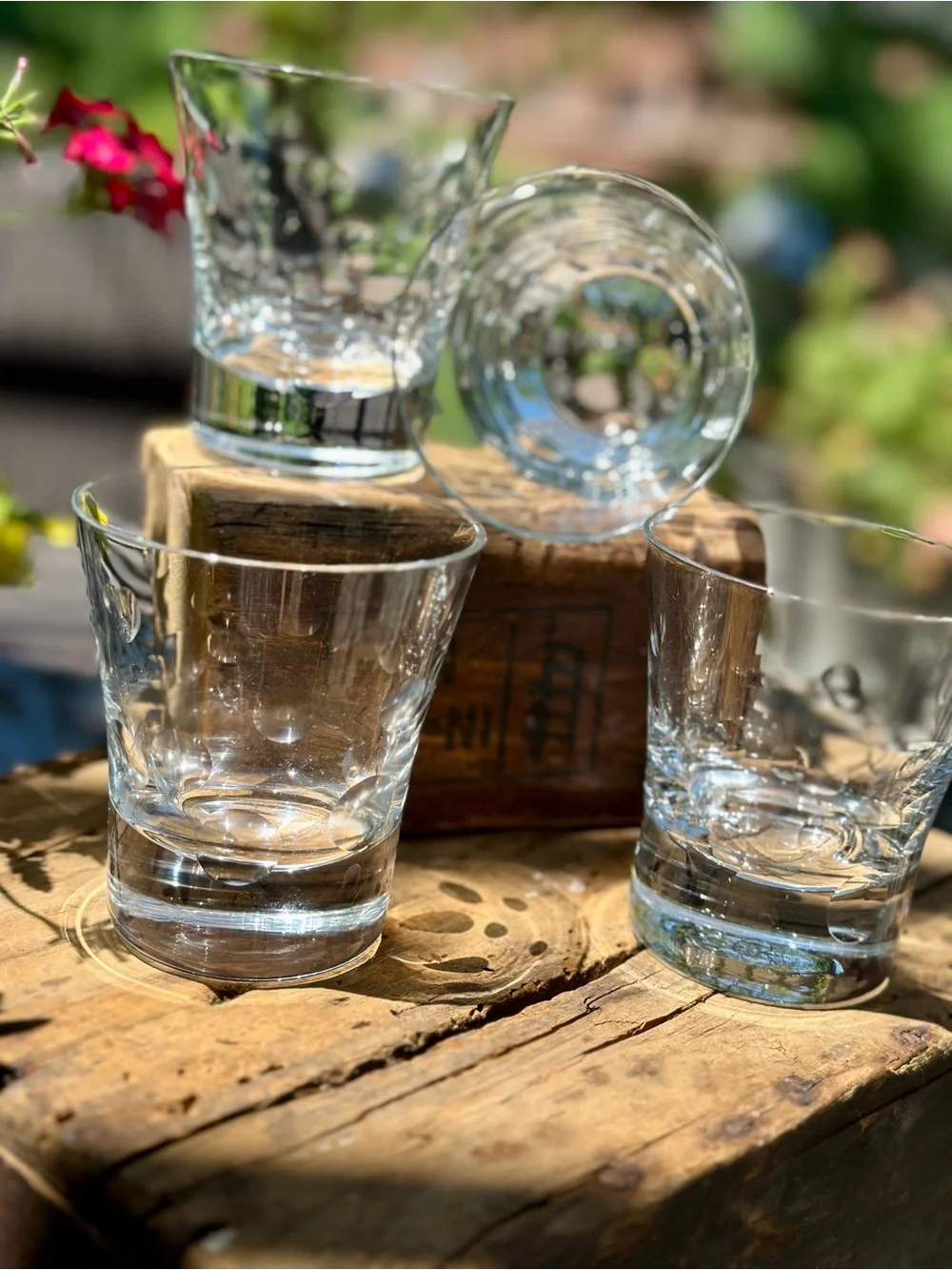 Sasaki Focus Juice Glasses Set of 4 Crystal Cut Oval Barware EUC